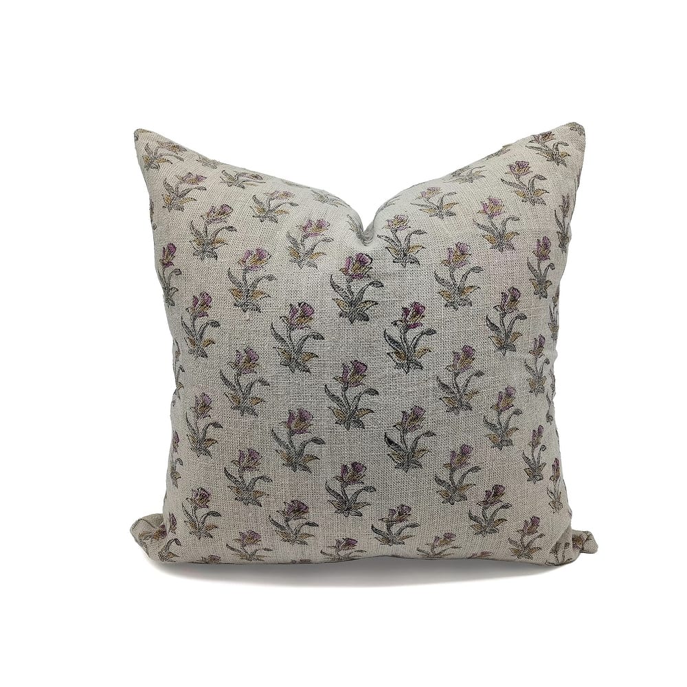 Fabdivine Rustic Boho Thick Linen Cushion Cover Handmade Block Print Accent