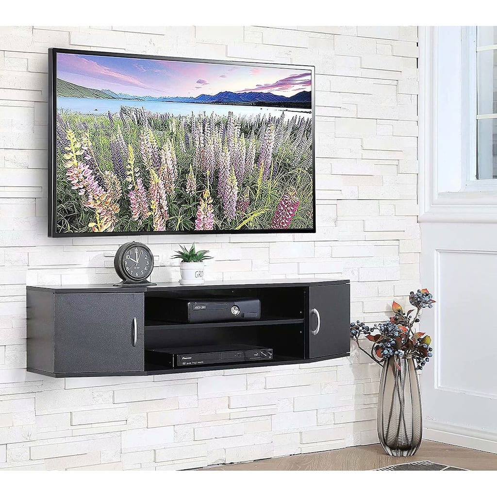FITUEYES Wall Mounted TV Media Console Floating Desk Storage Hutch