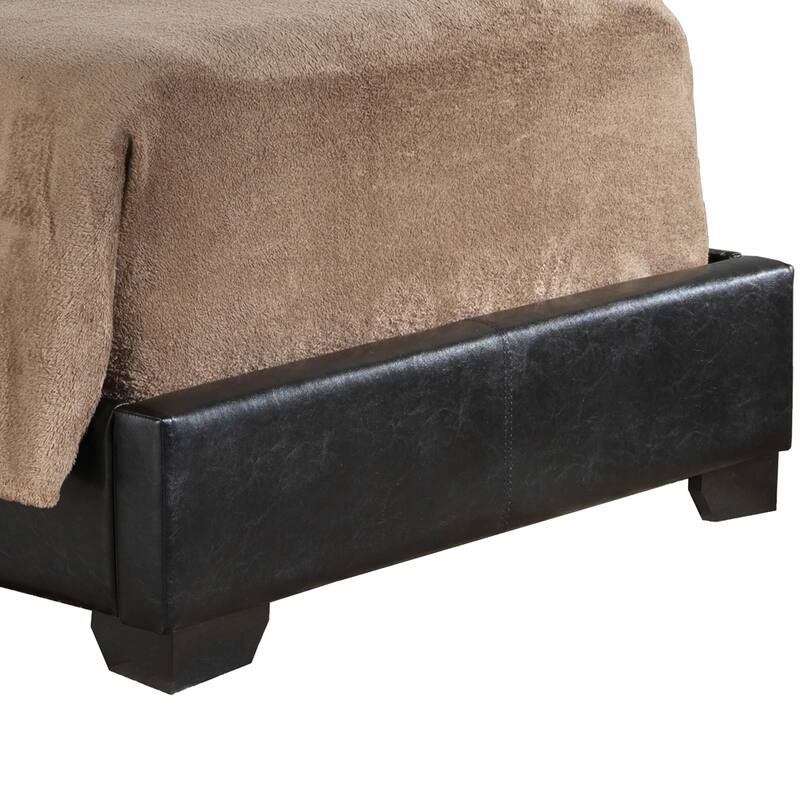 Twin Size PU Platform Bed with Foam Filler and Easy Assembly