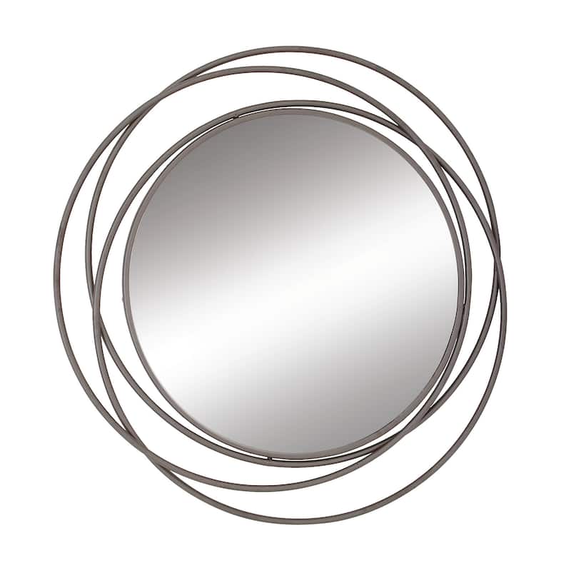Stylish Metal Wall Mirror with Overlapping Circles and Foiled Finish - Gold or Gray