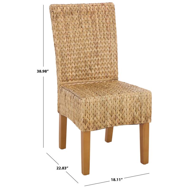 SAFAVIEH Clemensa Natural Dining Chair (Set of 2) - 18.1" x 22.8" x 39" - 18"W x 23"D x 39"H