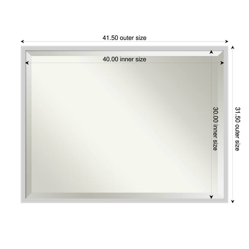Incline Beveled Wood Framed Bathroom Vanity Wall Mirror - 42 x 32 in - Incline Silver