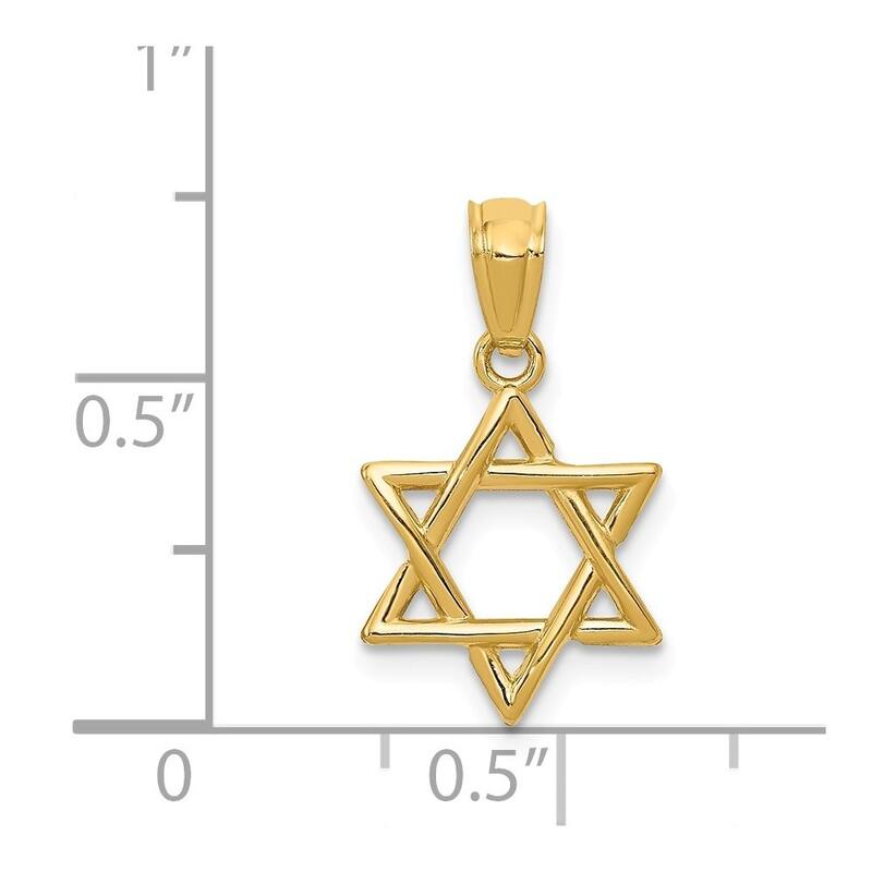 Curata 14k Yellow Gold 18" Solid Polished Star of David Pendant Necklace - 12x12mm