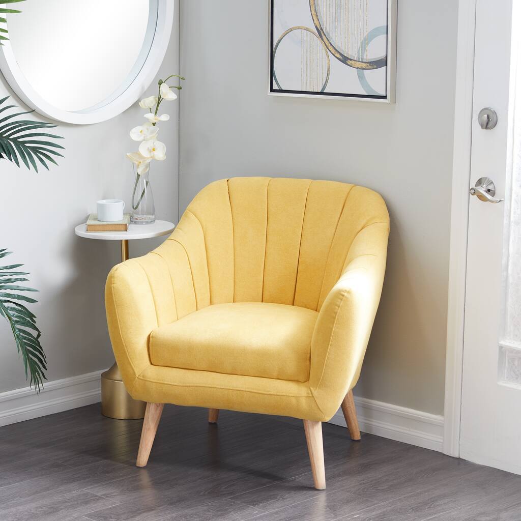 Yellow or Blue Fabric Tufted Accent Chair