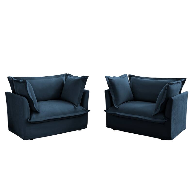 Upholstered Armchair Set of 2, Living Room Reading Chair with High Back Pillows, Removable Chair, Cover Modern Single Sofa Chair