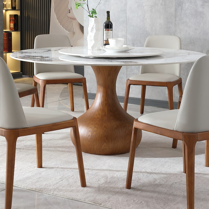 Curved 2 Piece PU Kitchen Dining Chairs with Upholstered Cushions, Wooden Legs for Dining Room Kitchen Living Room Bedroom
