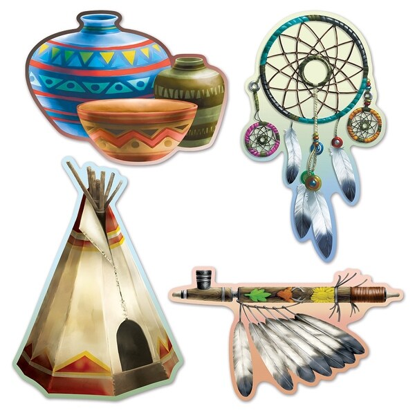 Club Pack Of 48 Multi Colored Western Themed Indian Cutout Decorations 16 N A