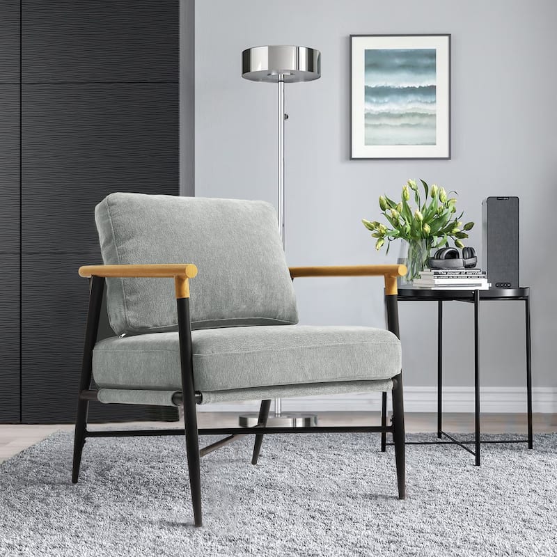 Upholstered Accent chair Club Chair for Living Room - X Leg - Light Grey