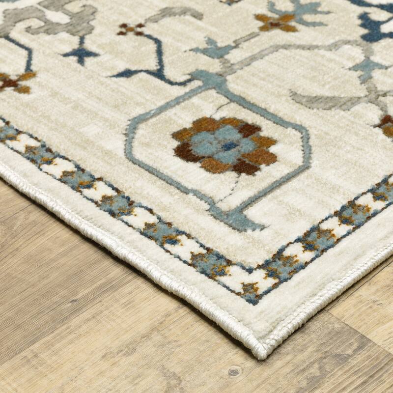 Style Haven Everly Traditional Inspirations Ivory/ Blue Area Rug