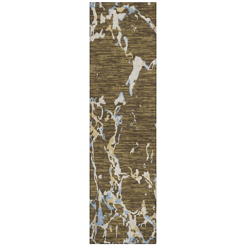 Machine Washable Indoor/ Outdoor Abstract Camo Chantille Rug