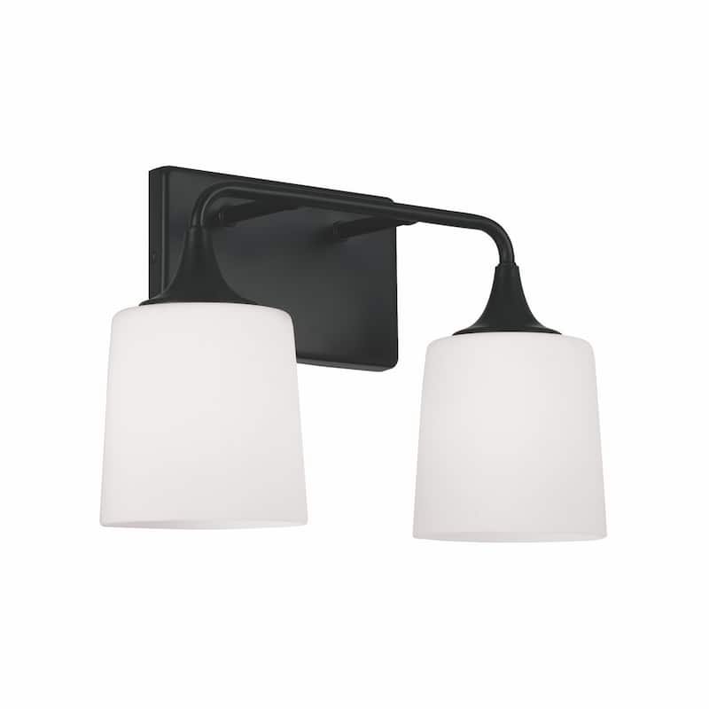 Presley 2-light Bath/ Vanity Fixture w/ Soft White Glass - Matte Black