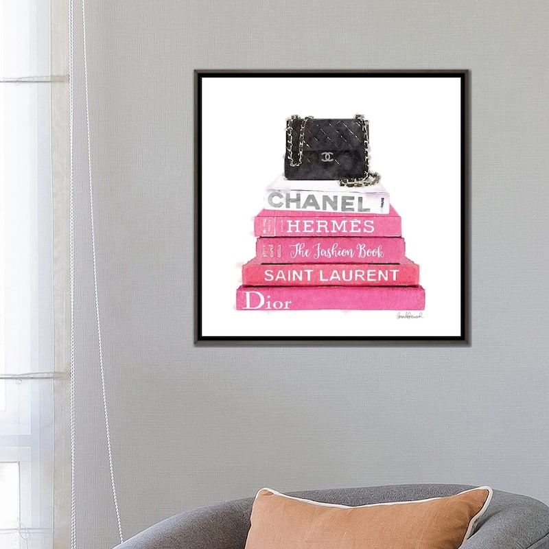iCanvas "Pink Fashion Books With A Black Bag" by Amanda Greenwood Framed