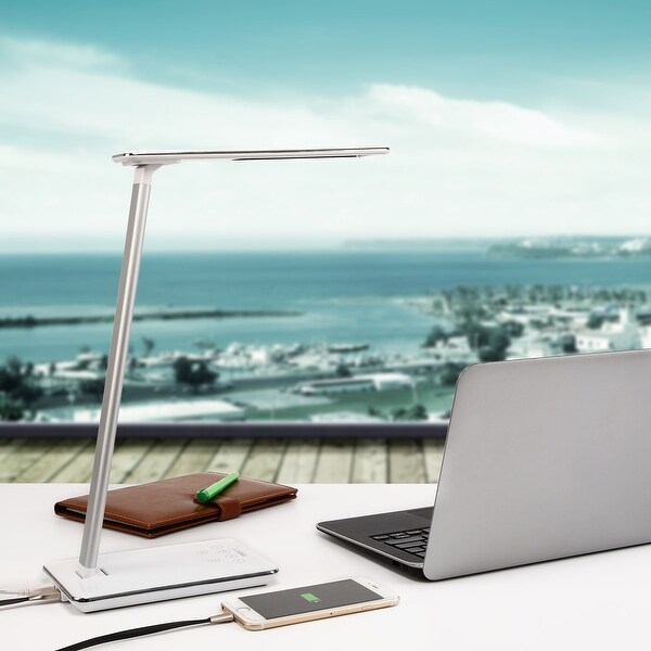 Dimmable LED Desk Lamp, 4 Lighting Modes, USB Port, Piano White