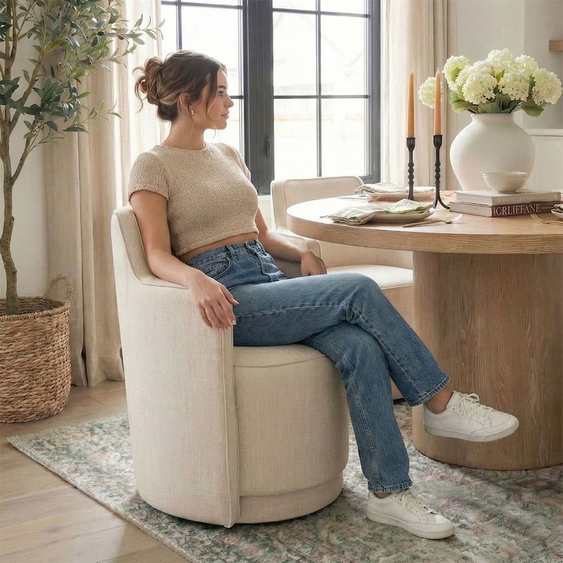 19" Upholstered Swivel Dining Chair