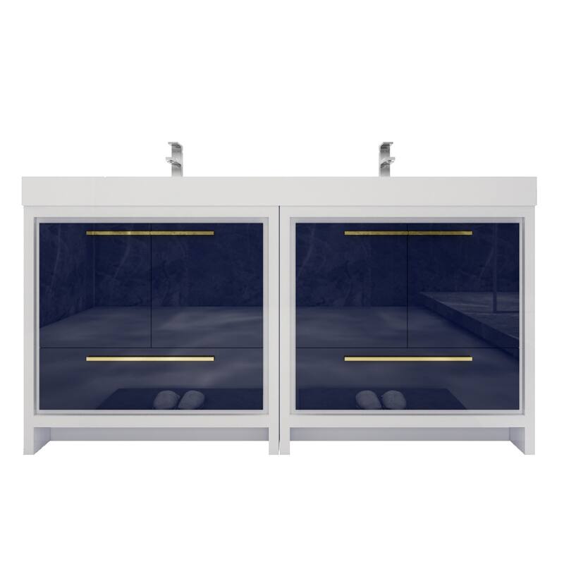Dove 72'' Freestanding Vanity with Double Reinforced Acrylic Sink