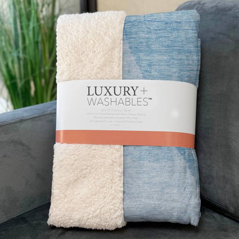 Premium Machine Washable Contemporary Abstract Sherpa Throw Blanket