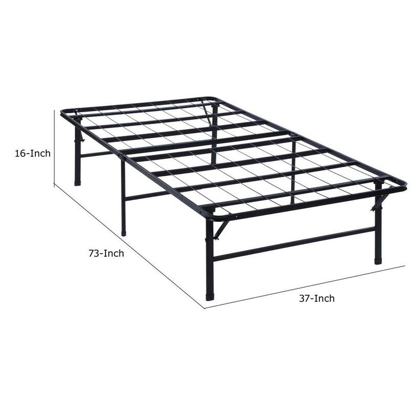 Low Profile Bed, Foldable Metal Frame, Black