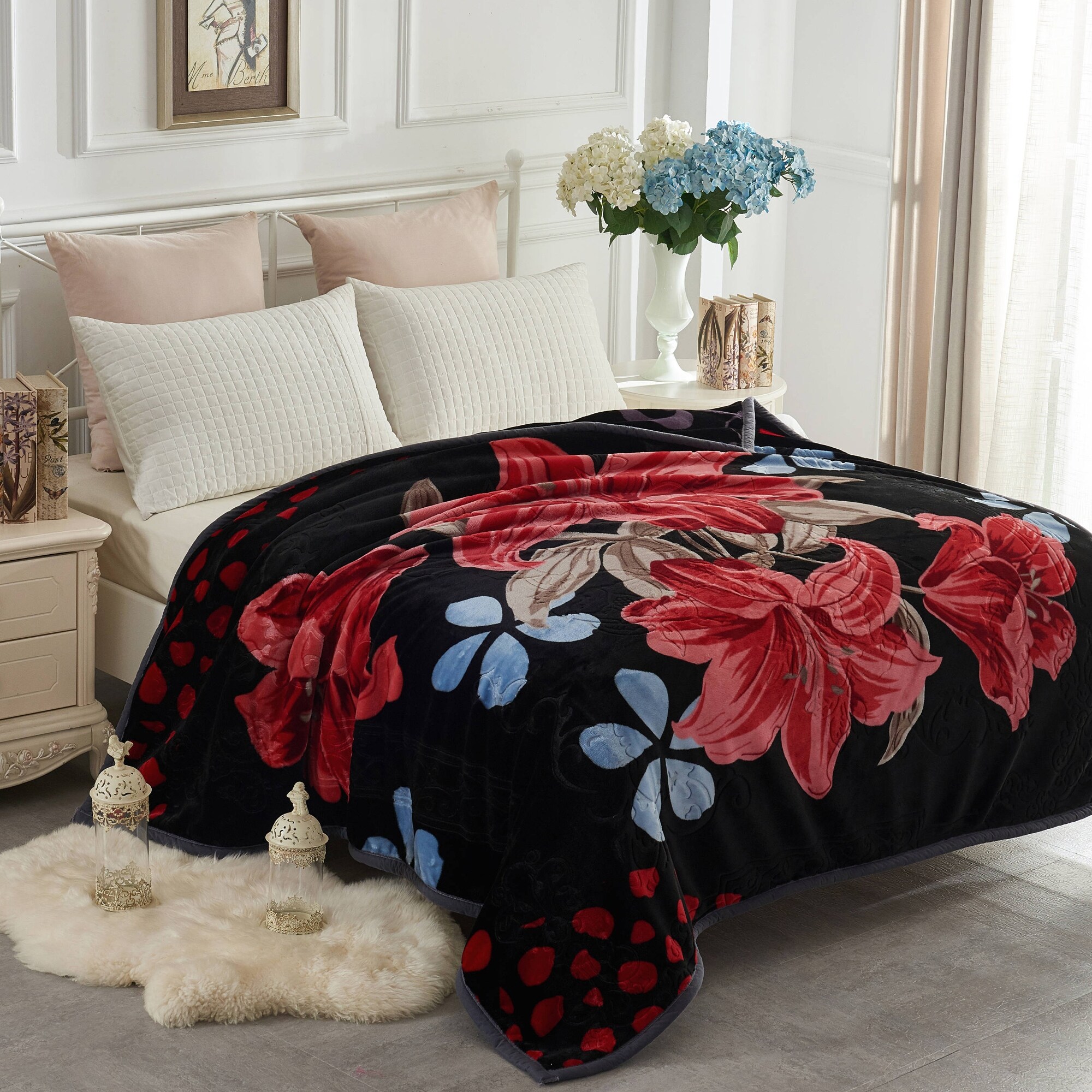 Floral & Animal 2-Ply Heavy Raschel Blanket 85 X 93 - Bed Bath & Beyond -  31080246