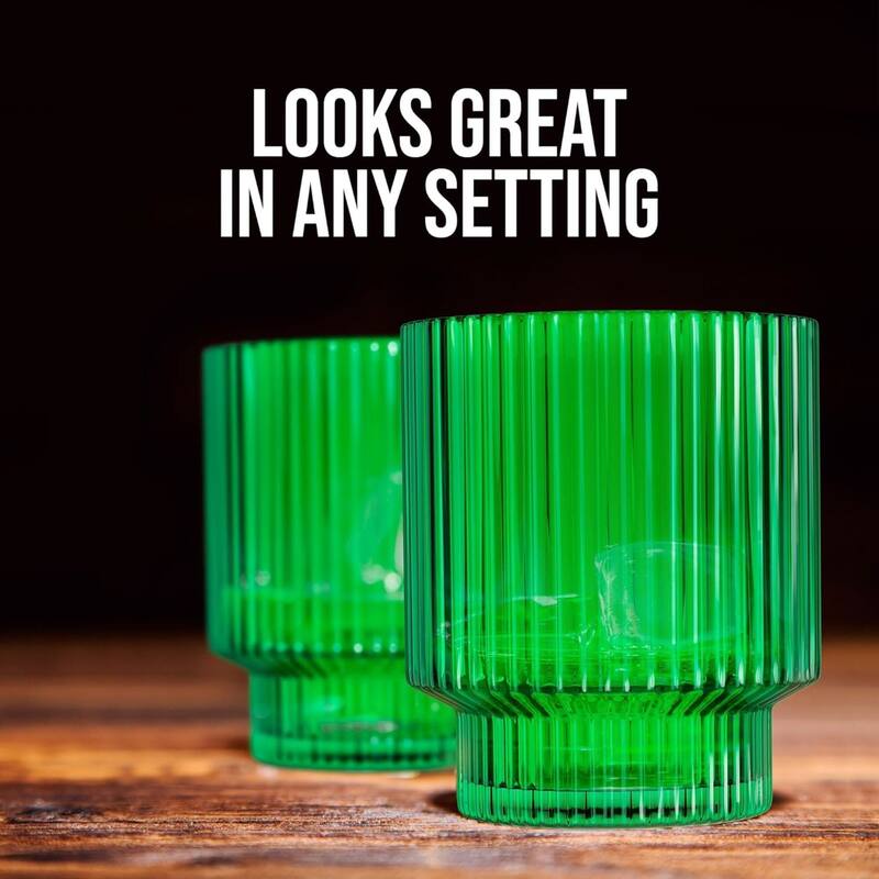 American Atelier Set of 4 Vintage Art Deco Fluted Drinking Glasses - 9 oz.