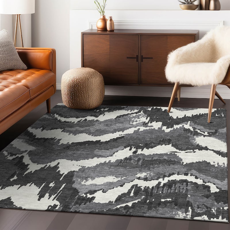 Machine Washable Indoor/ Outdoor Chantille Ombre Abstract Rug