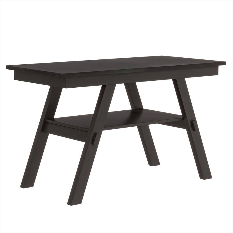 Espresso Rustic 6-Piece Counter Height Wooden Dining Table Set with 4 Chairs
