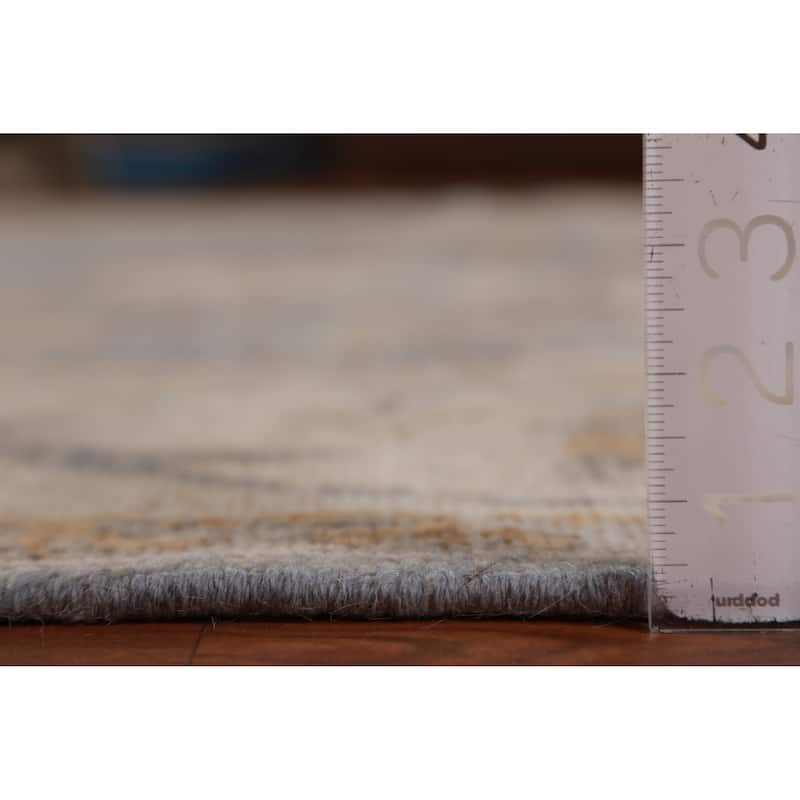 Hand Knotted Oriental 100% Wool Carpet Transitional All-Over Greys & Charcoal Oushak Area Rug - 9' 11'' X 8' 2''