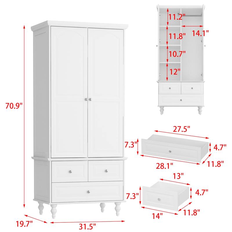 Armoire Wardrobe Closet Adjustable Shelves Closet Wardrobe Cabinet