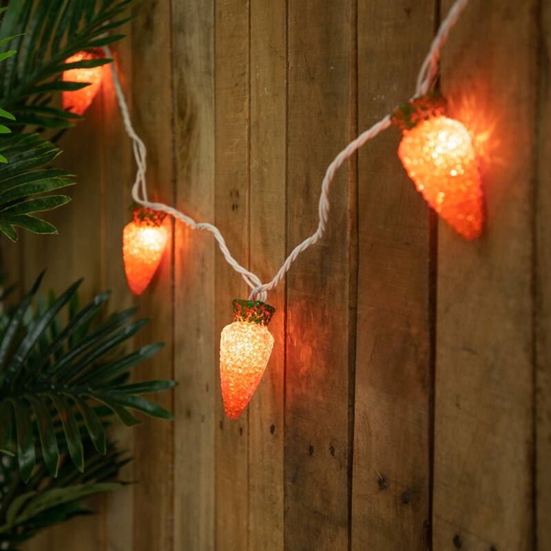 10-Count Orange Carrot Easter String Light Set, 7.25ft White Wire