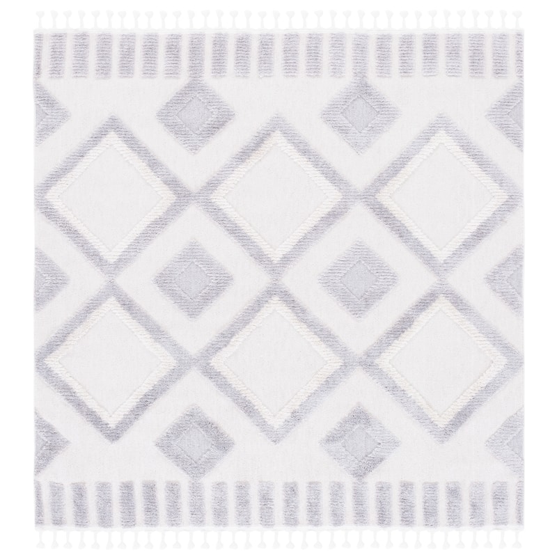 SAFAVIEH Handmade Marrakech Keritza Traditional Rug - 6'7" Square - Ivory/Grey