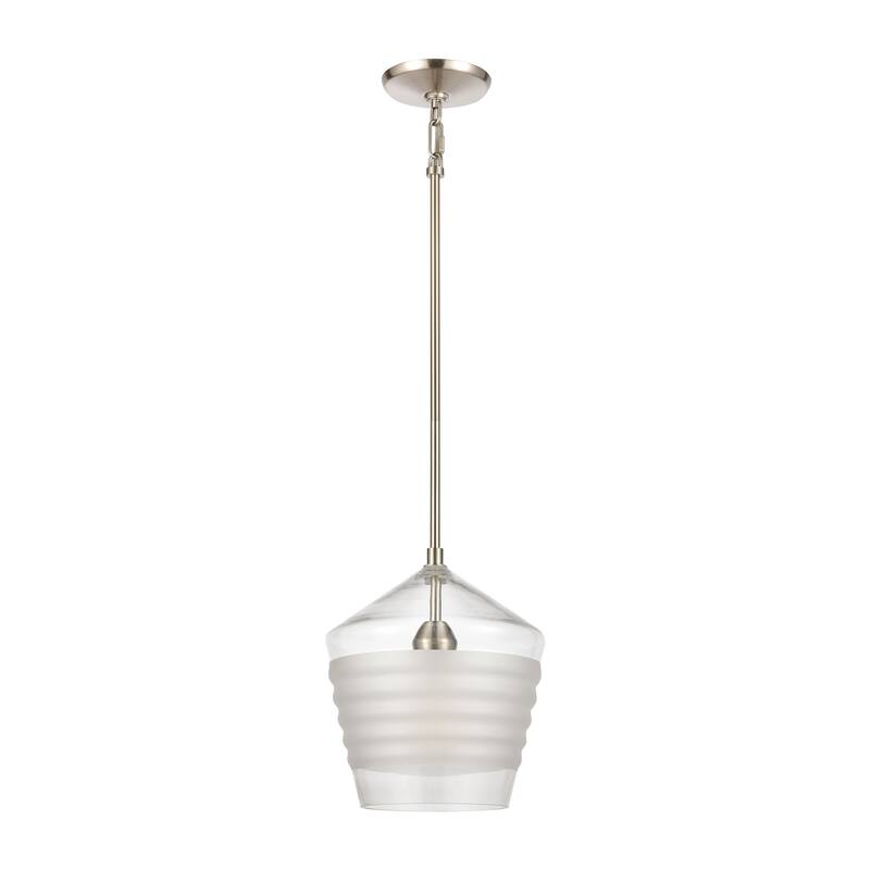 Elk Home Konis Satin Nickel With Frosted Ribbed Glass 1 Light Pendant