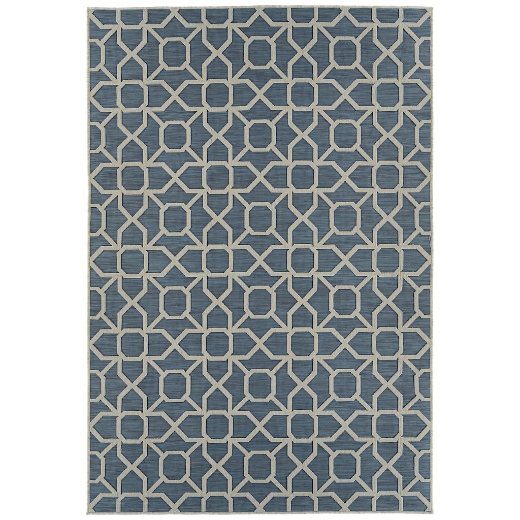 Contemporary Transitional Geometric Textured High-Low Cut & Loop Rectangle Area Rug - 5.3x 7.6