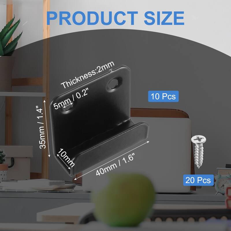 10 Pcs Stainless Steel Tile Hanger Tile Display Bracket - Black - 10mm