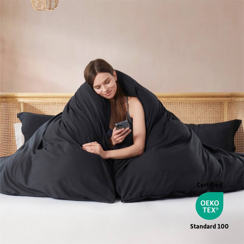 Nestl Ultra Soft Double Brushed Microfiber Duvet Cover Set with Button Closure