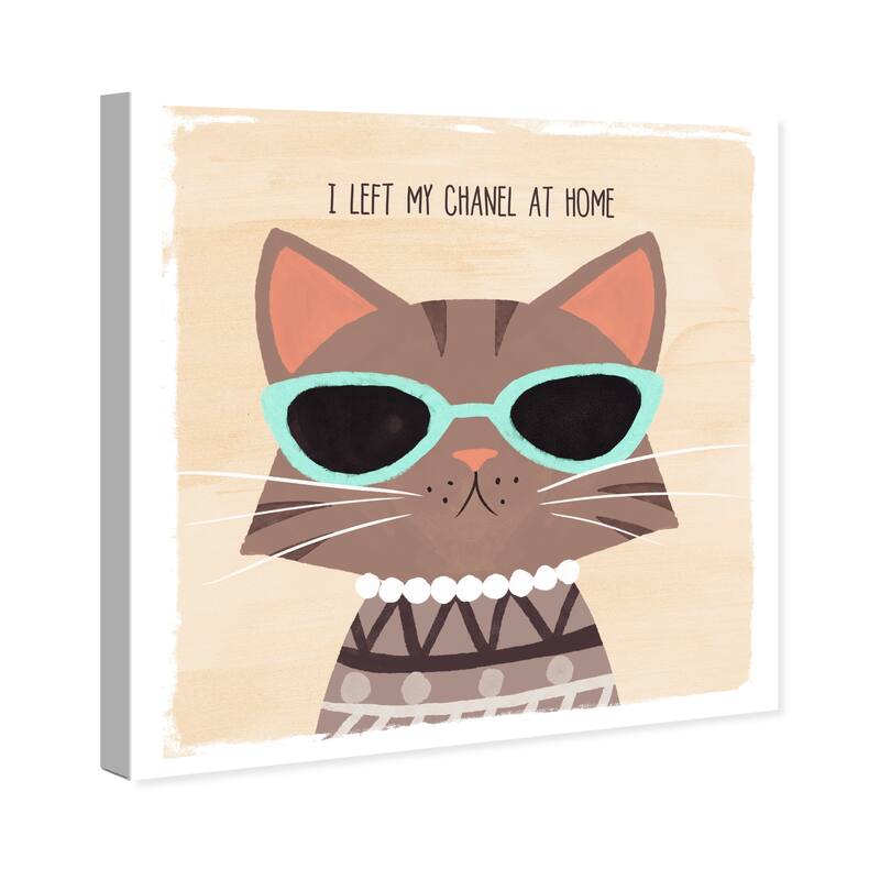 Wynwood Studio Prints Typography and Quotes Cutsie Cat White and Cream White Modern & Contemporary Wall Art Canvas Print