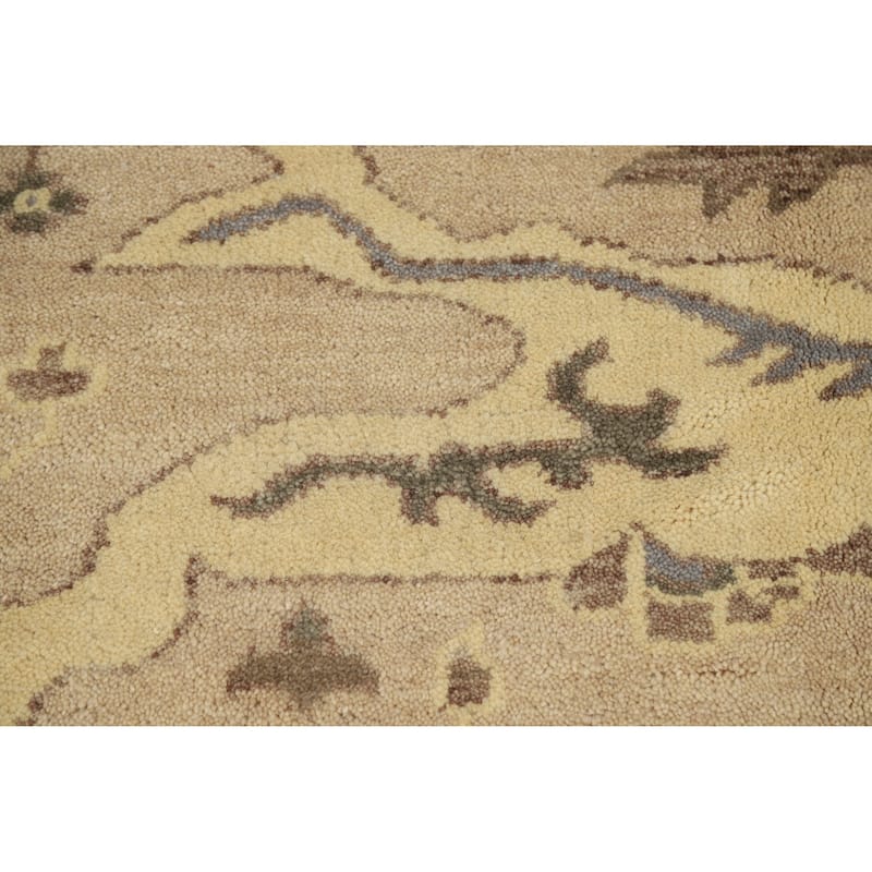 Camel Tone Oushak Indian Area Rug Handmade Wool Carpet - 8'2" x 9'9"