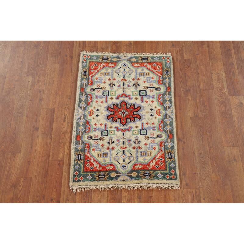 Geometric Kazak Indian Accent Rug Handmade Wool Carpet - 2'0" x 3'0"