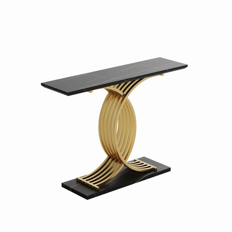 43.31" Luxurious Console Table with Gold Intertwined Metal Legs for Entryway Decor