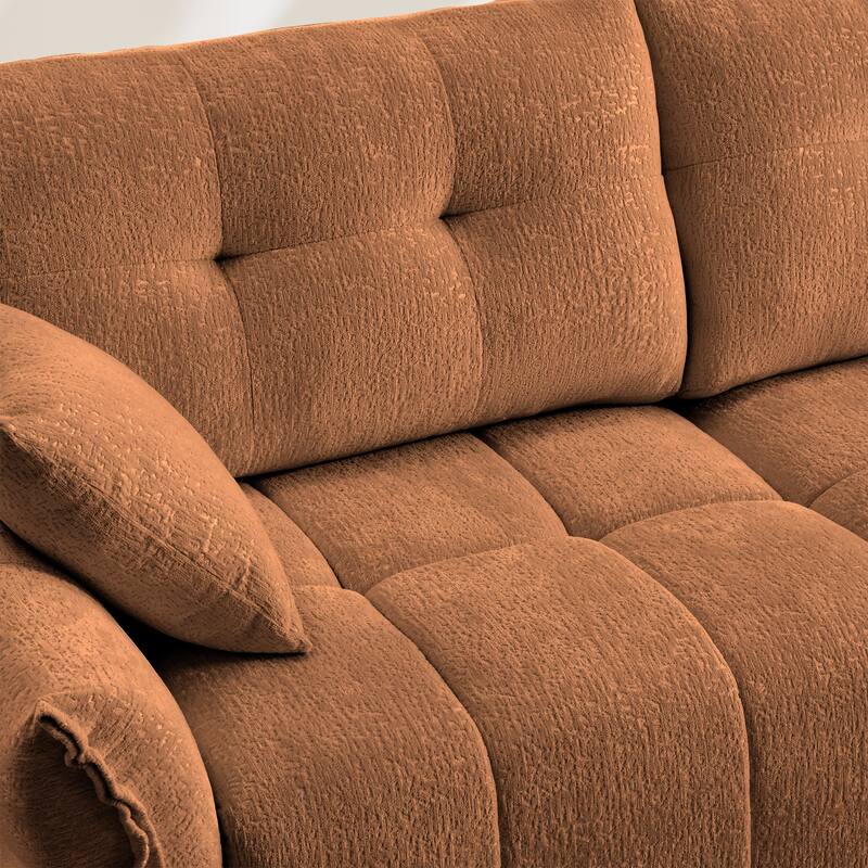 110.2" Chenille U-Shaped Sofa 5 Seater Upholstered Couch with 2 Ottomans for Living Room