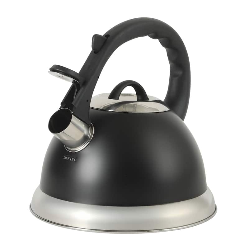 Oster Clarefield 2.4 Qt Whistling Tea Kettle with Lid, Heat-Resistant Nylon Handle and Knob, Stainless Steel Trim