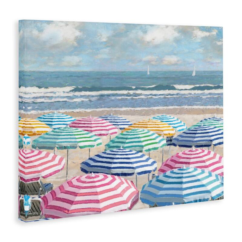 Stupell Shore with Bright Umbrellas Canvas Wall Art Design By Amber Sterling