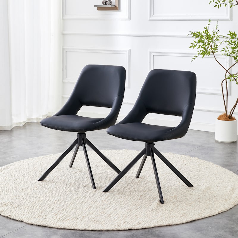 Comfortable Swivel Dining Chairs Set of 2, Metal Kitchen Chairs with GoldMesh Scratch-Resistant Leather and High Back