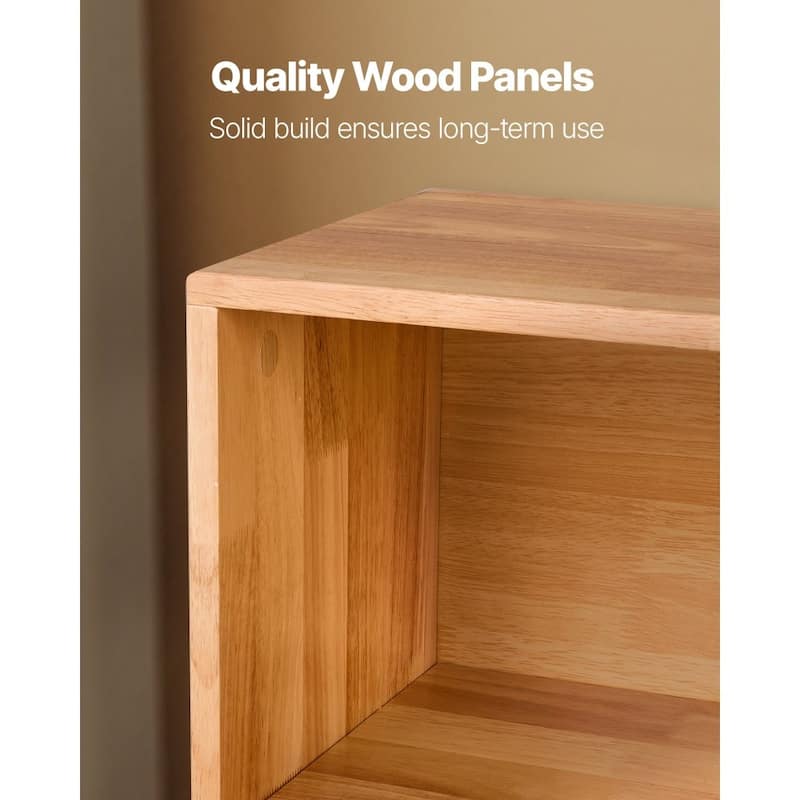 Brown Wooden Montessori Bookshelf with 2 Compartments and Top Storage - 35.43 x 11.81 x 23.62 in