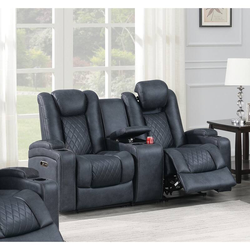 Power Loveseat With Cup Holders - Ink Blue
