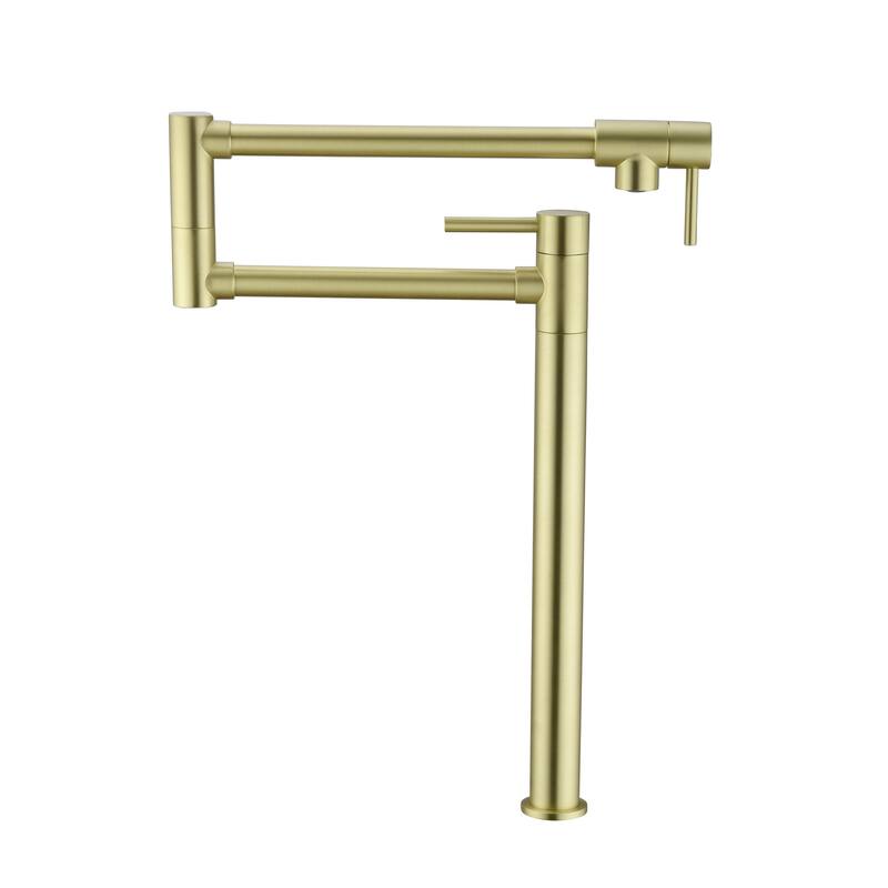 Kitchen Pot Filler Faucet Deck Mounted Double Joints Free Rotating Modern Retractable Commercial Single Hole Kitchen Faucet
