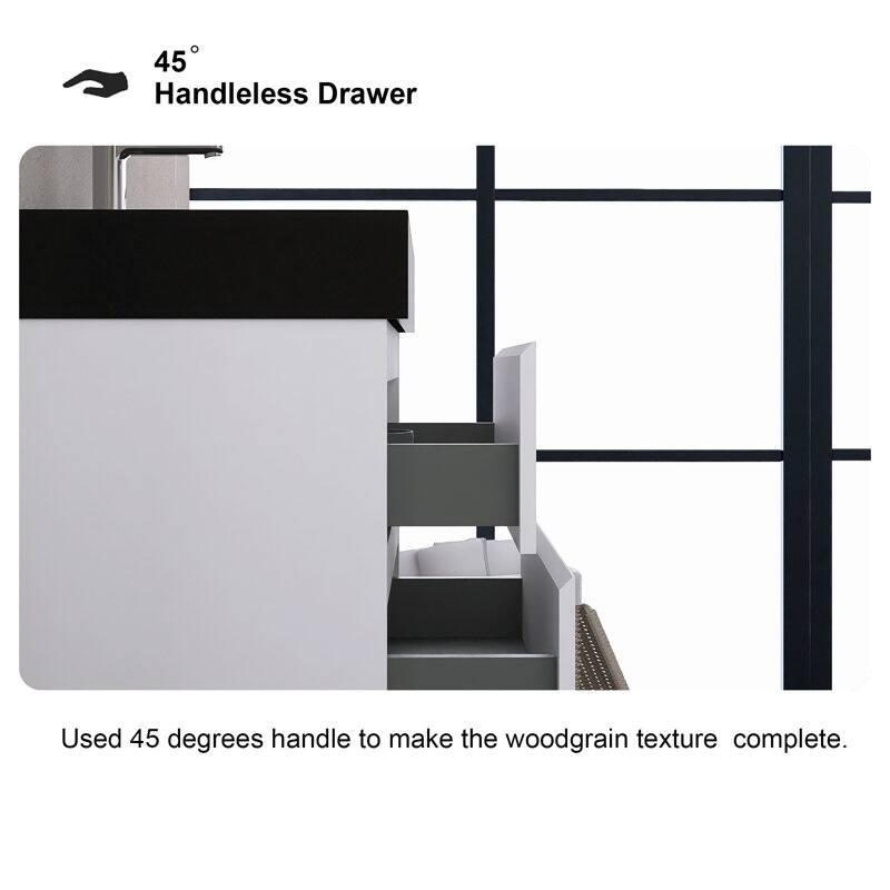 24"/30"/36" Wall-Mounted Bathroom Vanity Set with Black Integrated Quartz Sand Sink