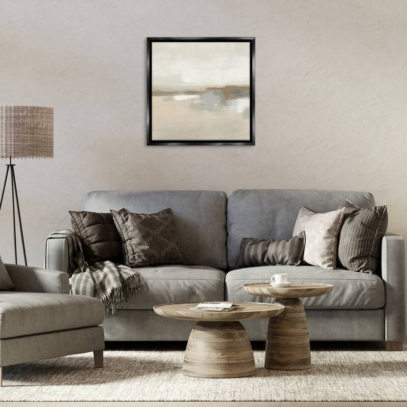 Stupell Abstract Neutral Land Framed Floater Canvas Wall Art Design By June Erica Vess