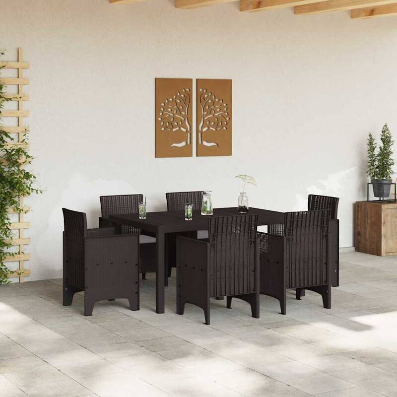 vidaXL Garden Dining Set 5/7 pcs Anthracite/Brown Polt rattan - 150 x 100 x 73 cm