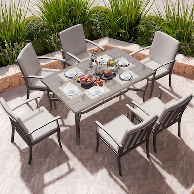 EGEIROS LIFE AluLux 7-Piece Aluminum Patio Dining Set with Washable Cushions