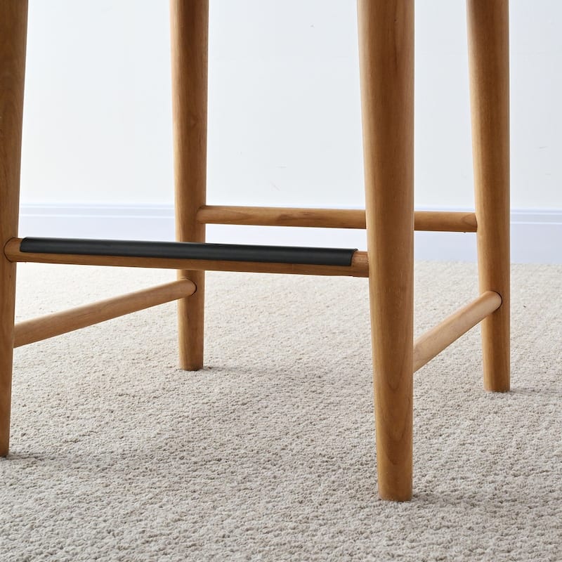 Upholstered Counter Stool With Solid Wood Legs (Set of 2)