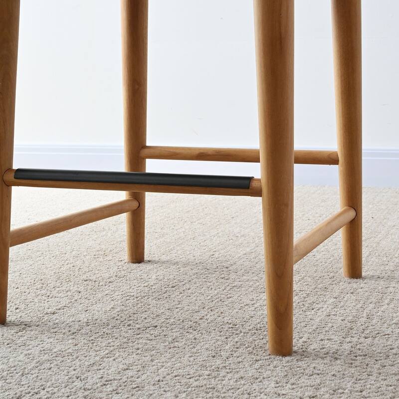 25.5" Seat Height Upholstered Counter Stool With Solid Wood Legs (Set of 4)